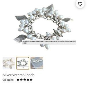 Silpada freshwater pearl leaf charm bracelet.
